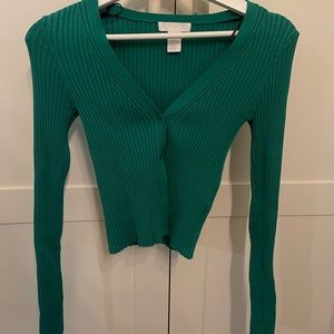 Emerald Green Cropped Cardigan